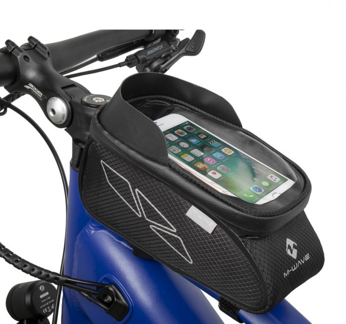 13653_122215_3_1280 Fahrrad Handy Tasche M-WAVE Rotterdam Top XL SC Oberrohrtasche wasserabweisend, Blendschutz, Sichtfenster – Bild 4